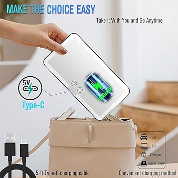 Car Vanity Mirror With Lights Makeup Mirror with 3 Light Modes