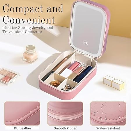 Adjustable Brightness Compact Cosmetic Organizer Case for WomenGirlsSkincare